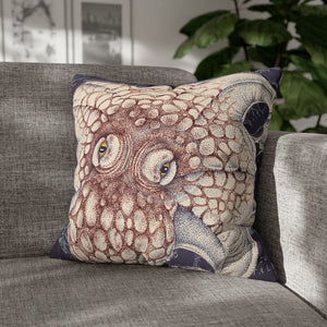 Orange Octopus Kraken Tentacles Ink Purple Art Spun Polyester Square Pillow Case 20 × Home Decor