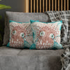 Orange Octopus Kraken Tentacles Ink Teal Art Spun Polyester Square Pillow Case Home Decor