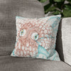 Orange Octopus Kraken Tentacles Ink White Art Spun Polyester Square Pillow Case 14 × Home Decor