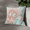 Orange Octopus Kraken Tentacles Ink White Art Spun Polyester Square Pillow Case 14 × Home Decor