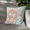 Orange Octopus Kraken Tentacles Ink White Art Spun Polyester Square Pillow Case 16 × Home Decor