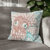 Orange Octopus Kraken Tentacles Ink White Art Spun Polyester Square Pillow Case 18 × Home Decor