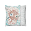 Orange Octopus Kraken Tentacles Ink White Art Spun Polyester Square Pillow Case Home Decor