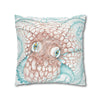 Orange Octopus Kraken Tentacles Ink White Art Spun Polyester Square Pillow Case Home Decor