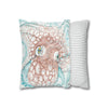 Orange Octopus Kraken Tentacles Ink White Art Spun Polyester Square Pillow Case Home Decor