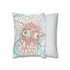 Orange Octopus Kraken Tentacles Ink White Art Spun Polyester Square Pillow Case Home Decor