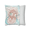 Orange Octopus Kraken Tentacles Ink White Art Spun Polyester Square Pillow Case Home Decor