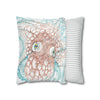 Orange Octopus Kraken Tentacles Ink White Art Spun Polyester Square Pillow Case Home Decor