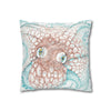 Orange Octopus Kraken Tentacles Ink White Art Spun Polyester Square Pillow Case Home Decor