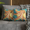 Orange Octopus Kraken Vintage Map Teal Art Spun Polyester Square Pillow Case Home Decor