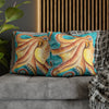 Orange Octopus Kraken Vintage Map Teal Art Spun Polyester Square Pillow Case Home Decor