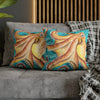 Orange Octopus Kraken Vintage Map Teal Art Spun Polyester Square Pillow Case Home Decor