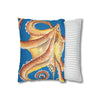 Orange Octopus Kraken Watercolor Blue Art Spun Polyester Square Pillow Case Home Decor