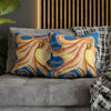 Orange Octopus Kraken Watercolor Blue Art Spun Polyester Square Pillow Case Home Decor