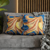 Orange Octopus Kraken Watercolor Blue Art Spun Polyester Square Pillow Case Home Decor
