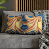 Orange Octopus Kraken Watercolor Blue Art Spun Polyester Square Pillow Case Home Decor