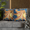 Orange Octopus Kraken Watercolor Blue Art Spun Polyester Square Pillow Case Home Decor