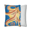 Orange Octopus Kraken Watercolor Blue Art Spun Polyester Square Pillow Case Home Decor