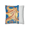 Orange Octopus Kraken Watercolor Blue Art Spun Polyester Square Pillow Case Home Decor