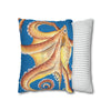 Orange Octopus Kraken Watercolor Blue Art Spun Polyester Square Pillow Case Home Decor