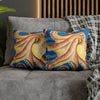 Orange Octopus Kraken Watercolor Blue Art Spun Polyester Square Pillow Case Home Decor