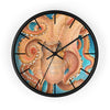 Orange Octopus Teal Watercolor Art Wall Clock Black / 10 Home Decor