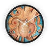 Orange Octopus Teal Watercolor Art Wall Clock Black / White 10 Home Decor