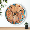 Orange Octopus Teal Watercolor Art Wall Clock Home Decor