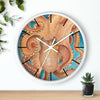 Orange Octopus Teal Watercolor Art Wall Clock Home Decor