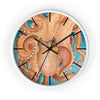 Orange Octopus Teal Watercolor Art Wall Clock White / Black 10 Home Decor