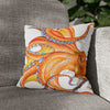 Orange Red Octopus White Ink Art Spun Polyester Square Pillow Case 14 × Home Decor