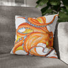 Orange Red Octopus White Ink Art Spun Polyester Square Pillow Case 16 × Home Decor