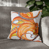 Orange Red Octopus White Ink Art Spun Polyester Square Pillow Case 18 × Home Decor