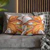 Orange Red Octopus White Ink Art Spun Polyester Square Pillow Case Home Decor