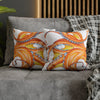 Orange Red Octopus White Ink Art Spun Polyester Square Pillow Case Home Decor