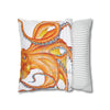 Orange Red Octopus White Ink Art Spun Polyester Square Pillow Case Home Decor