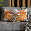 Orange Red Octopus White Ink Art Spun Polyester Square Pillow Case Home Decor