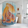 Orange Red Tentacles Octopus Ocean Watercolor Nautical Shower Curtain 71’’ × 74’’ Home Decor