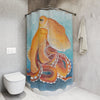 Orange Red Tentacles Octopus Ocean Watercolor Nautical Shower Curtain Home Decor