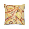 Orange Yellow Octopus Kraken Tentacles Watercolor Ink Art Spun Polyester Square Pillow Case Home