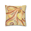 Orange Yellow Octopus Kraken Tentacles Watercolor Ink Art Spun Polyester Square Pillow Case Home