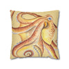 Orange Yellow Octopus Kraken Tentacles Watercolor Ink Art Spun Polyester Square Pillow Case Home