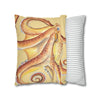 Orange Yellow Octopus Kraken Tentacles Watercolor Ink Art Spun Polyester Square Pillow Case Home