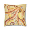 Orange Yellow Octopus Kraken Tentacles Watercolor Ink Art Spun Polyester Square Pillow Case Home