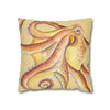 Orange Yellow Octopus Kraken Tentacles Watercolor Ink Art Spun Polyester Square Pillow Case Home