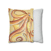 Orange Yellow Octopus Kraken Tentacles Watercolor Ink Art Spun Polyester Square Pillow Case Home