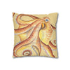 Orange Yellow Octopus Kraken Tentacles Watercolor Ink Art Spun Polyester Square Pillow Case Home