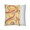 Orange Yellow Octopus Kraken Tentacles Watercolor Ink Art Spun Polyester Square Pillow Case Home