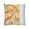 Orange Yellow Octopus Kraken Tentacles Watercolor Ink Art Spun Polyester Square Pillow Case Home