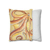 Orange Yellow Octopus Kraken Tentacles Watercolor Ink Art Spun Polyester Square Pillow Case Home